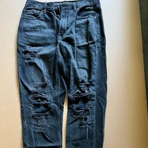 Preowned American Eagle Denim Jeans, Black, Mom Jeans, Size 6